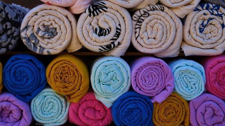 Different color and sizes of microfiber towels