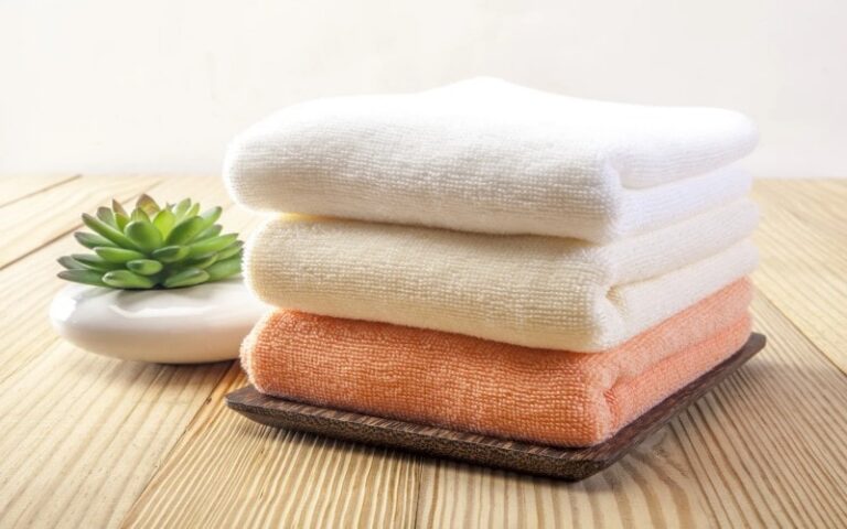 Bamboo towels stacked on top of each other