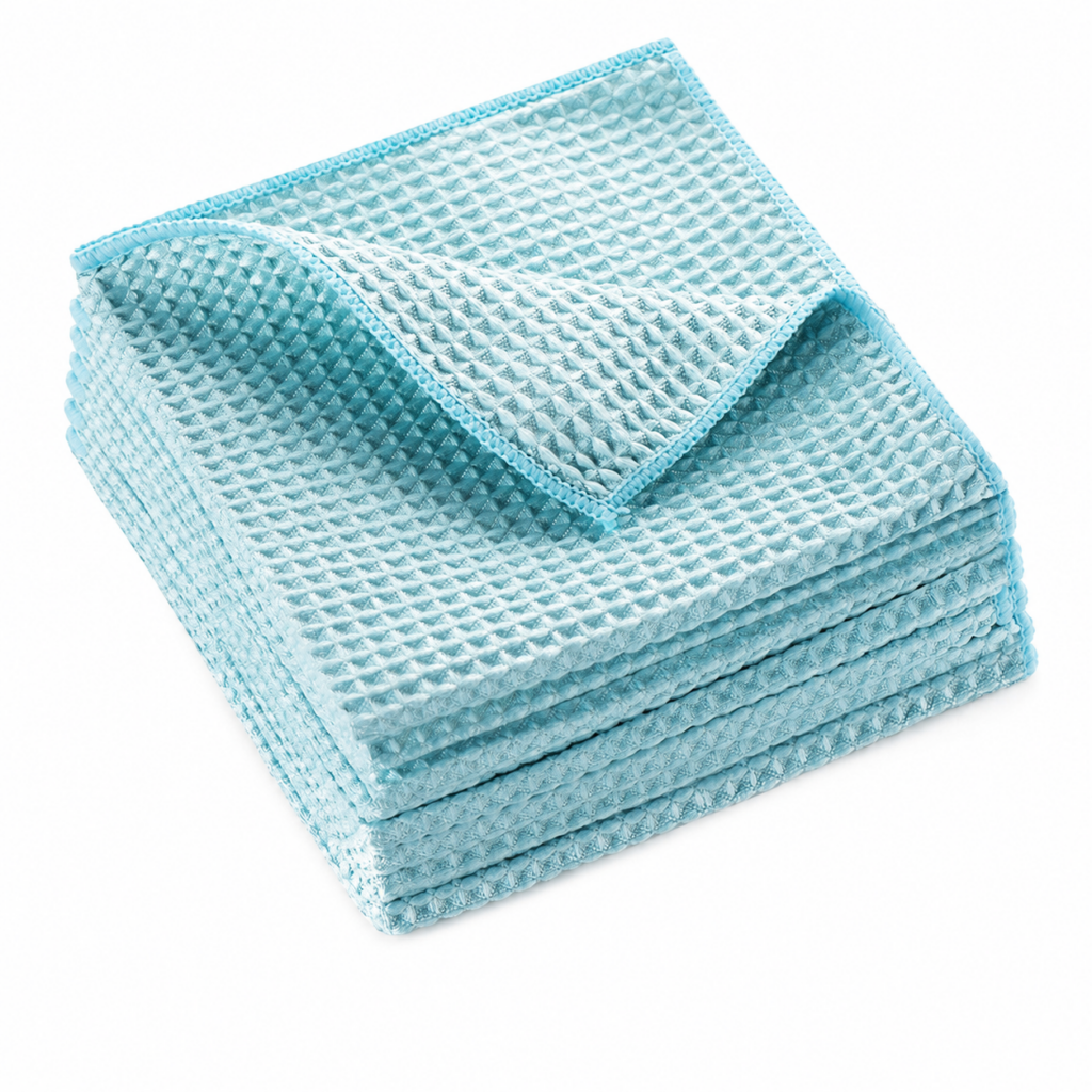 waffle weave glass and window microfiber towel