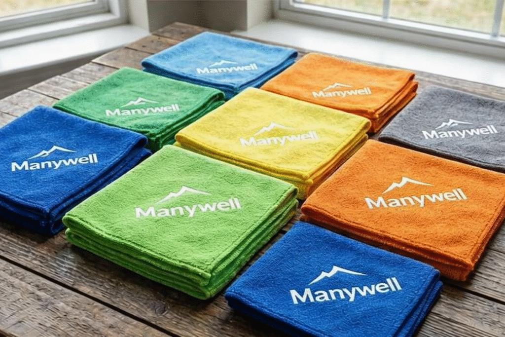 Microfiber towels with different customization options