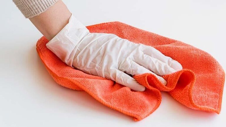 Orange microfiber cleaning towel