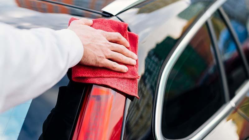 Red microfiber towel for drying cars