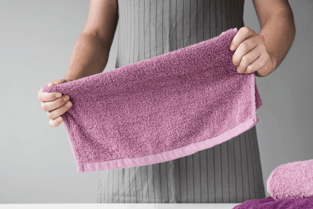 Storing a microfiber towel. 