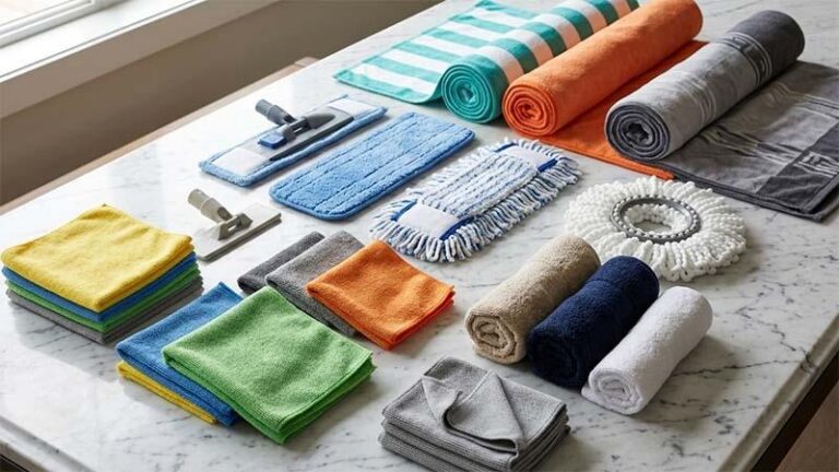 Table full of microfiber products
