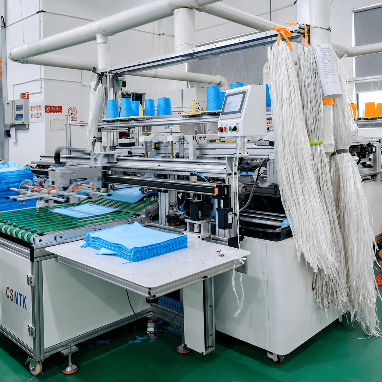 A machine for trimming and edging microfiber towels