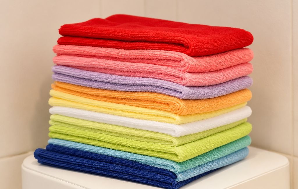 Stack of microfiber towels
