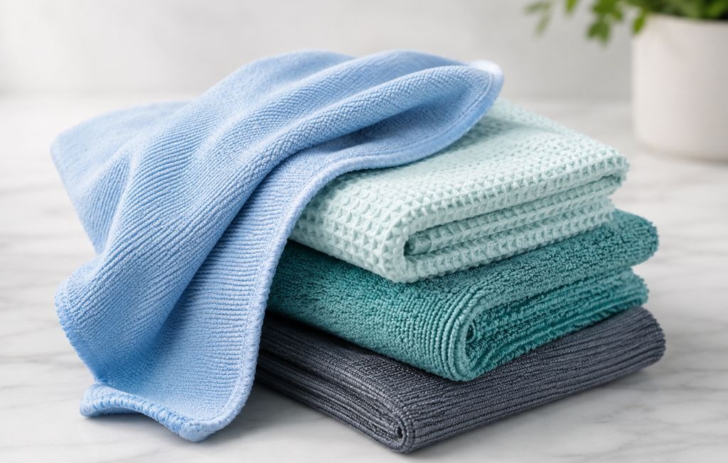 Microfiber cloth with different weaves